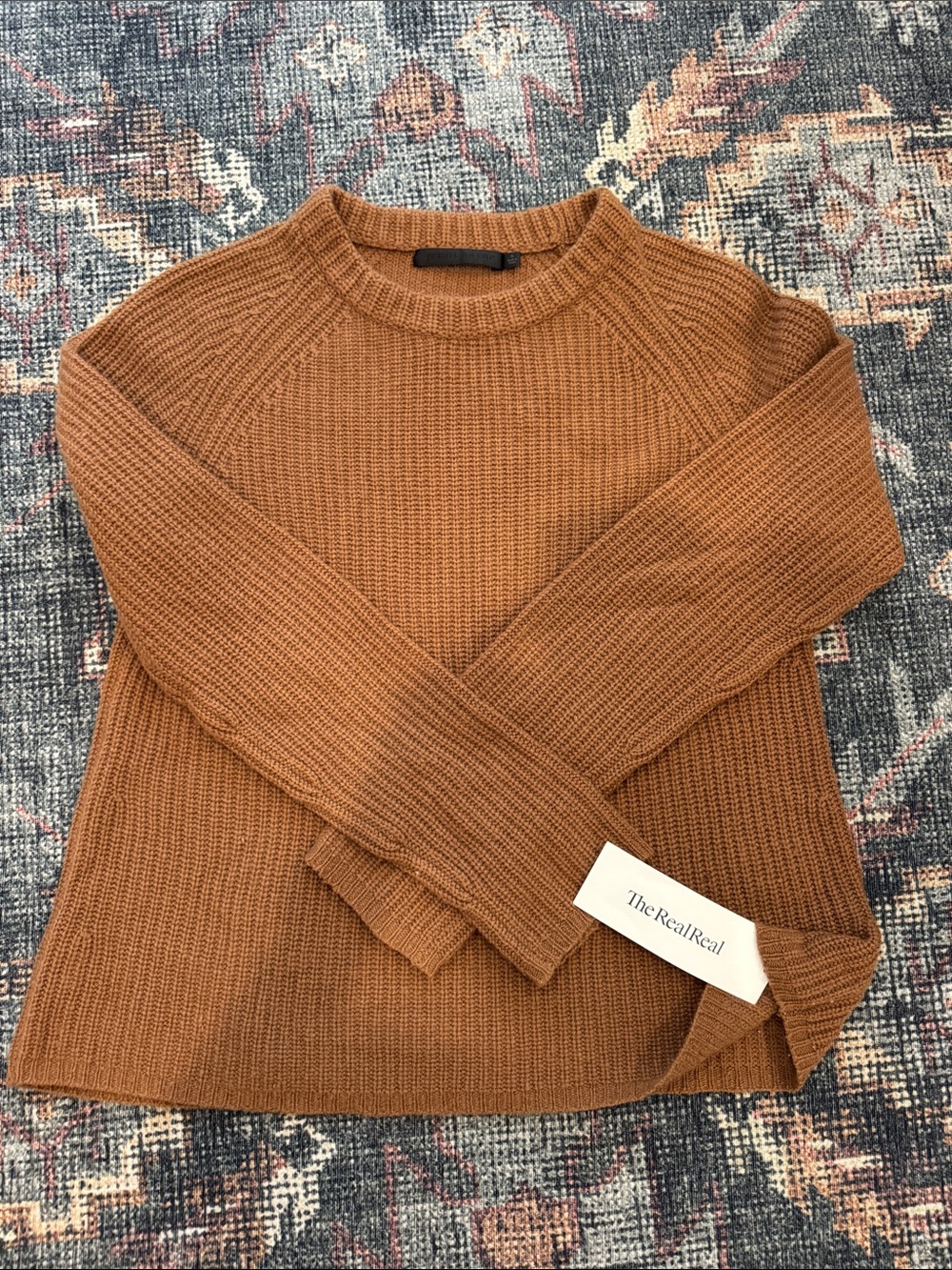 Jenni Kayne Cashmere Fisherman Sweater Brown Small Quiet Luxury